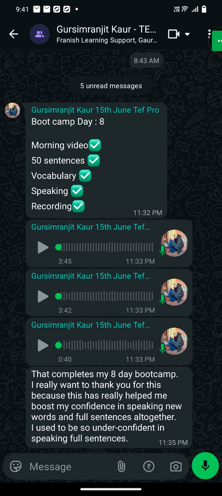 WhatsApp message from Gursimranjit