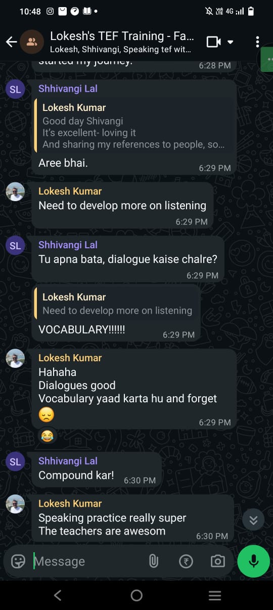 WhatsApp message from Lokesh