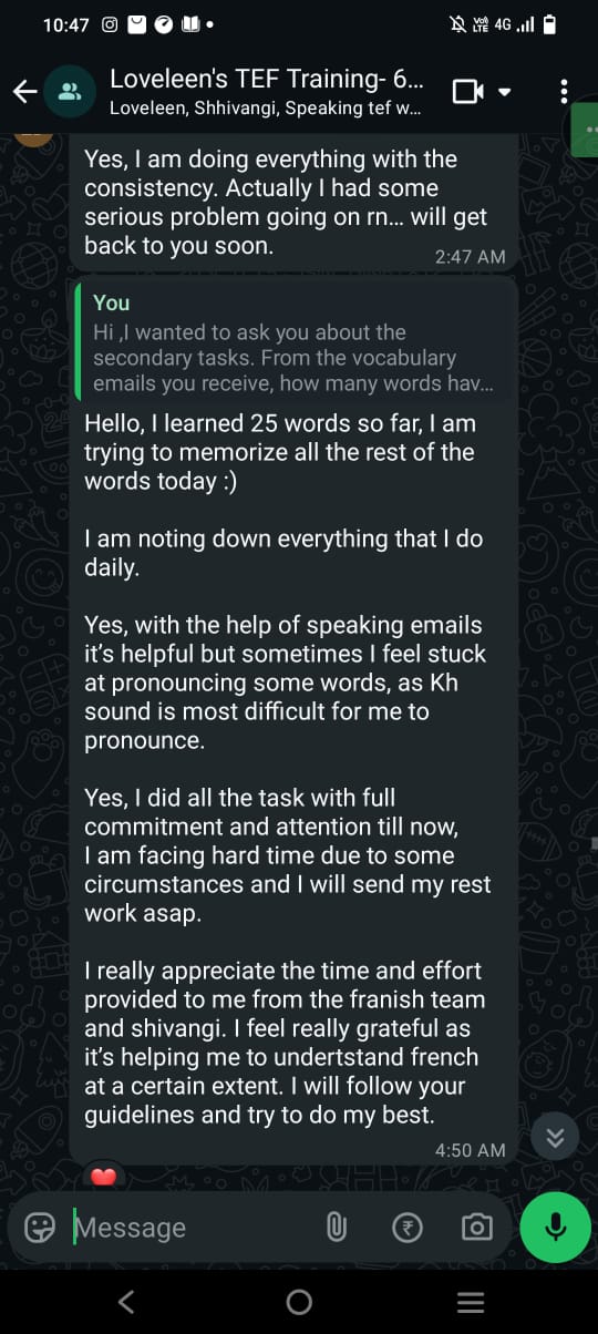 WhatsApp message from Loveleen